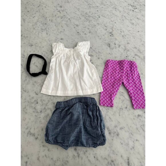 New Carter’s baby girl 3 month set Linen 3pc Girls legging bubble shorts Set - Picture 2 of 7